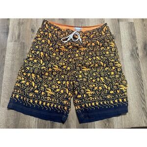 Utility Shorts, Men's Size 36, Black Orange, Swim Trunks, Tie Waist, Printed